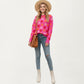 Flower Pattern Knit Sweater with Long Sleeves, Soft Textured Feel and Comfortable Relaxed Everyday Fit