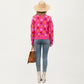 Flower Pattern Knit Sweater with Long Sleeves, Soft Textured Feel and Comfortable Relaxed Everyday Fit
