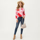 Abstract Heart Pattern Knit Sweater with Long Sleeves, Soft Textured Feel and Comfortable Relaxed Everyday Fit