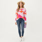 Abstract Heart Pattern Knit Sweater with Long Sleeves, Soft Textured Feel and Comfortable Relaxed Everyday Fit