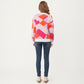 Abstract Heart Pattern Knit Sweater with Long Sleeves, Soft Textured Feel and Comfortable Relaxed Everyday Fit