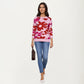 Bold Floral Pattern Knit Sweater with Soft Textured Feel, Long Sleeves and Comfortable Relaxed Fit