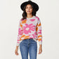 Bold Floral Pattern Knit Sweater with Soft Textured Feel, Long Sleeves and Comfortable Relaxed Fit