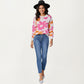 Bold Floral Pattern Knit Sweater with Soft Textured Feel, Long Sleeves and Comfortable Relaxed Fit