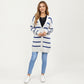 Long Sleeve Striped Knit Button Front Cardigan with Soft Textured Feel and Relaxed Drop Shoulder Fit