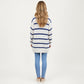 Long Sleeve Striped Knit Button Front Cardigan with Soft Textured Feel and Relaxed Drop Shoulder Fit