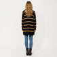 Long Sleeve Striped Knit Button Front Cardigan with Soft Textured Feel and Relaxed Drop Shoulder Fit