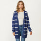 Long Sleeve Striped Knit Button Front Cardigan with Soft Textured Feel and Relaxed Drop Shoulder Fit