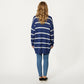 Long Sleeve Striped Knit Button Front Cardigan with Soft Textured Feel and Relaxed Drop Shoulder Fit