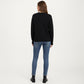 Cherry Graphic Fuzzy Knit Sweater with Textured Soft Feel Ribbed Crew Neckline and Relaxed Long Sleeve Fit