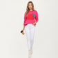 Strawberry Graphic Knit Sweater with Cute Fruit Design Ribbed Crew Neckline and Relaxed Long Sleeve Fit