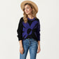 Bold Graphic Floral Pattern Knit Sweater with Soft Crew Neckline and Relaxed Long Sleeve Pullover Fit
