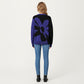 Bold Graphic Floral Pattern Knit Sweater with Soft Crew Neckline and Relaxed Long Sleeve Pullover Fit