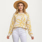 Abstract Floral Pattern Knit Sweater with Soft Crew Neckline and Relaxed Long Sleeve Pullover Design