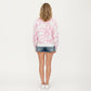 Abstract Floral Pattern Knit Sweater with Soft Crew Neckline and Relaxed Long Sleeve Pullover Design