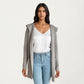 Long Sleeve Knit Cardigan with Open Front Design, Relaxed Hood Detail and Soft Textured Fabric