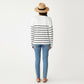 Long Sleeve Striped Knit Top with Scalloped V-Neckline and Soft Textured Fabric for Effortless Everyday Style