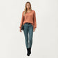 V-Neck Long Sleeve Knit Top with Soft Textured Finish and Layered Collar Detail for a Relaxed Chic Silhouette