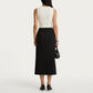 High Waist Midi Skirt with Front Button Detailing, Faux Flap Pockets and Sleek Tailored Silhouette