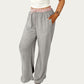Wide Leg Lounge Pants with Soft Stretch Fabric, Elastic Gingham Waistband and Adjustable Drawstring Fit