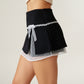 Lace-Trim Wrap Athletic Skort with Built-In Shorts and Layered Mesh Detail for Soft Feminine Active Style