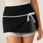 Lace-Trim Wrap Athletic Skort with Built-In Shorts and Layered Mesh Detail for Soft Feminine Active Style