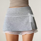 Lace-Trim Wrap Athletic Skort with Built-In Shorts and Layered Mesh Detail for Soft Feminine Active Style