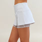 Lace-Trim Wrap Athletic Skort with Built-In Shorts and Layered Mesh Detail for Soft Feminine Active Style