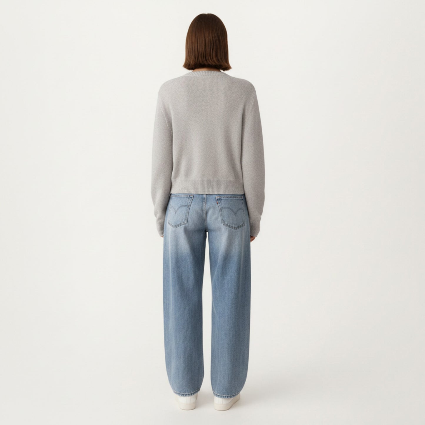 Soft Knit Button Front Cropped Cardigan with Ribbed Trim Details and Relaxed Long Sleeves