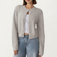 Soft Knit Button Front Cropped Cardigan with Ribbed Trim Details and Relaxed Long Sleeves