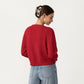 Soft Knit Button Front Cropped Cardigan with Ribbed Trim Details and Relaxed Long Sleeves