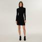 Long Sleeve Ribbed Knit Mini Dress with Contoured Textured Paneling and Stretch Fit for a Flattering Silhouette