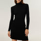 Long Sleeve Ribbed Knit Mini Dress with Contoured Textured Paneling and Stretch Fit for a Flattering Silhouette