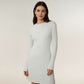 Long Sleeve Ribbed Knit Mini Dress with Contoured Textured Paneling and Stretch Fit for a Flattering Silhouette