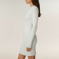 Long Sleeve Ribbed Knit Mini Dress with Contoured Textured Paneling and Stretch Fit for a Flattering Silhouette