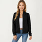 Textured Knit Zip Front Jacket with Soft Structured Shape and Ribbed Edges for Polished Everyday Layering