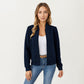 Textured Knit Zip Front Jacket with Soft Structured Shape and Ribbed Edges for Polished Everyday Layering