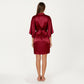 2-Piece Set Satin Slip Dress and Open Front Robe with Flowing Draped Sleeves and Lightweight Fabric