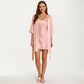 2-Piece Set Satin Slip Dress and Open Front Robe with Flowing Draped Sleeves and Lightweight Fabric