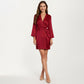 Satin Short Robe with Wrap Front Design and Adjustable Tie Waist in Smooth Lightweight Silky Fabric