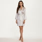 Satin Short Robe with Wrap Front Design and Adjustable Tie Waist in Smooth Lightweight Silky Fabric