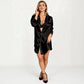 Satin Button-Front Sleep Shirt with Contrast Piping Trim and Relaxed Long Sleeve Silhouette