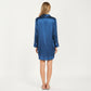 Satin Button-Front Sleep Shirt with Contrast Piping Trim and Relaxed Long Sleeve Silhouette
