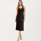 Satin Midi Slip Dress with Wide Shoulder Straps and Smooth Sculpted Silhouette for a Polished Minimal Look