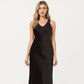 Satin Midi Slip Dress with Wide Shoulder Straps and Smooth Sculpted Silhouette for a Polished Minimal Look