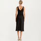 Satin Midi Slip Dress with Wide Shoulder Straps and Smooth Sculpted Silhouette for a Polished Minimal Look