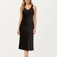 Satin Midi Slip Dress with Wide Shoulder Straps and Smooth Sculpted Silhouette for a Polished Minimal Look