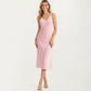 Satin Midi Slip Dress with Wide Shoulder Straps and Smooth Sculpted Silhouette for a Polished Minimal Look