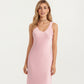 Satin Midi Slip Dress with Wide Shoulder Straps and Smooth Sculpted Silhouette for a Polished Minimal Look