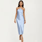 Strapless Midi Slip Dress with Floral Appliqu¨¦ Halter Detail and Sleek Smooth Silhouette